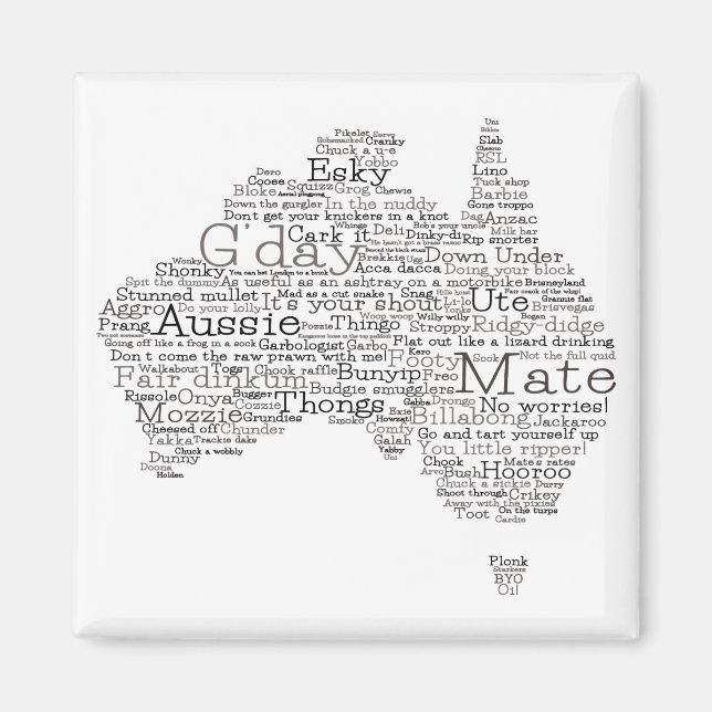 Imã Mapa de gírias Aussie Edição Especial do Bushfire (Frente)