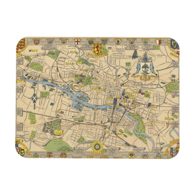 Ímã Mapa de Glasgow, Inglaterra (Horizontal)