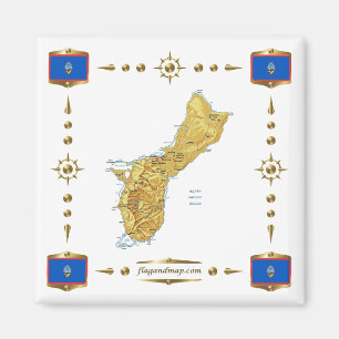 Imã Mapa de Guam + Magnete de Sinalizadores