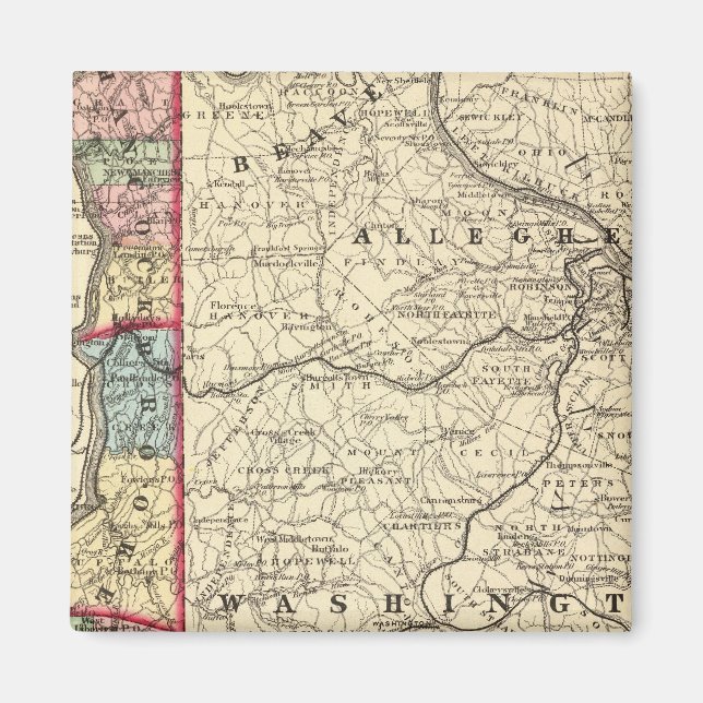 Imã Mapa de Hancock, Brooke, Ohio, condados Marshall (Frente)