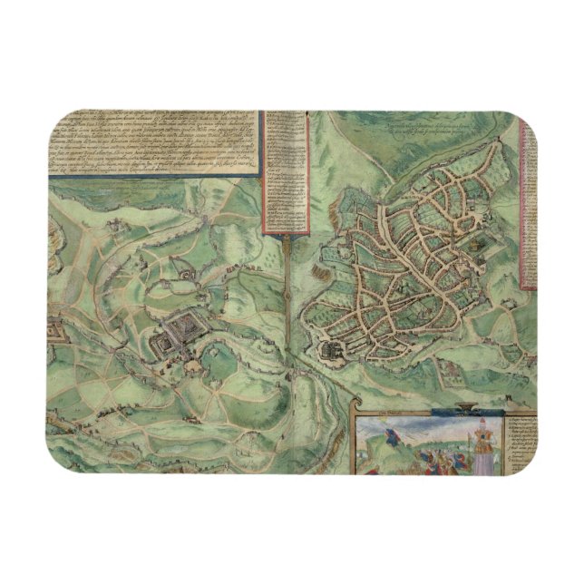 Ímã Mapa de Jerusalém, de Civitates Orbis Terrarum (Horizontal)