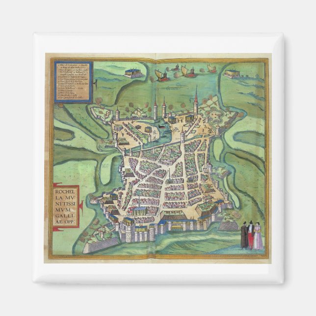 Imã Mapa de La Rochelle, de Civitates Orbis Terrarum (Frente)