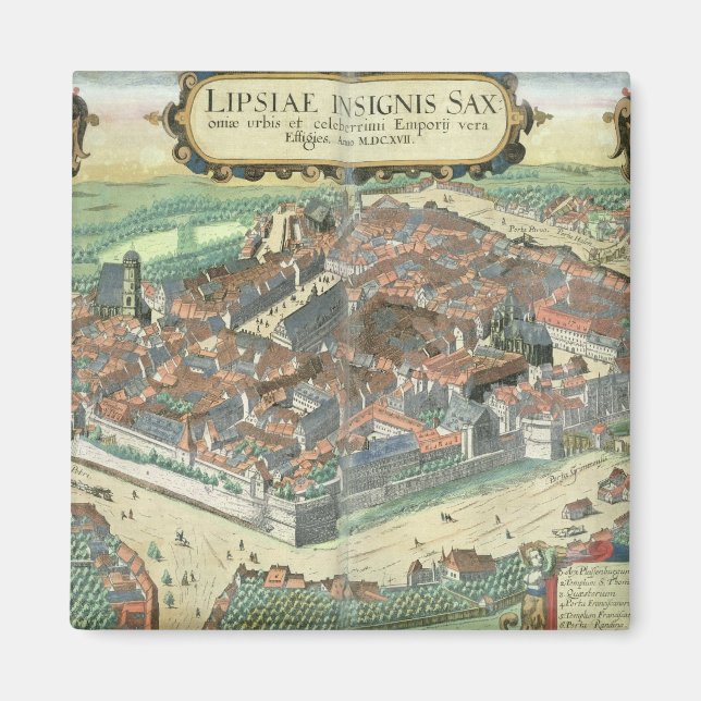 Imã Mapa de Leipzig, de Civitates Orbis Terrarum, por (Frente)