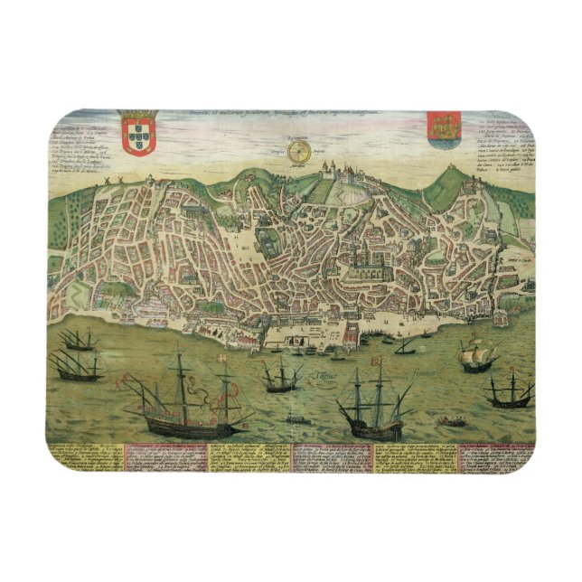 Ímã Mapa de Lisboa, de Civitates Orbis Terrarum, por (Horizontal)