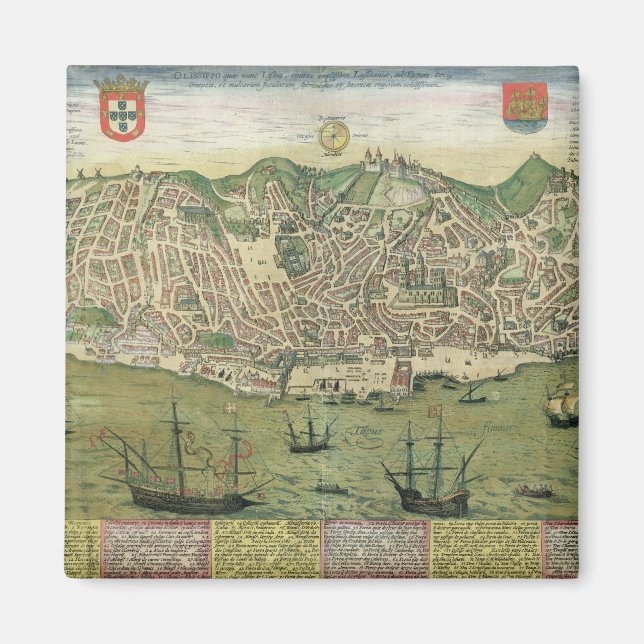 Imã Mapa de Lisboa, de Civitates Orbis Terrarum, por (Frente)