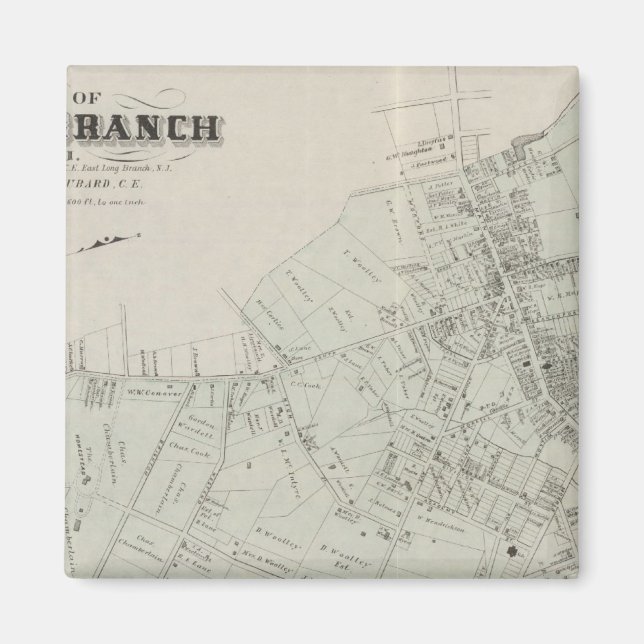 Imã Mapa de Long Branch, NJ (Frente)