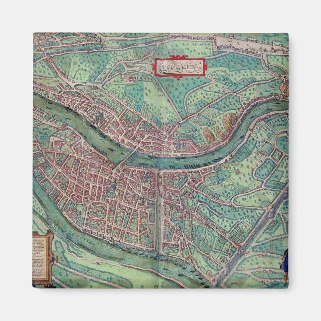 Imã Mapa de Lyon, de Civitates Orbis Terrarum, por Ge (Frente)