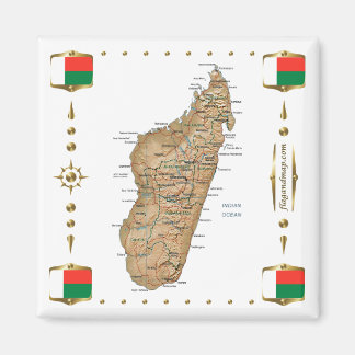 Imã Mapa de Madagáscar + ímã de sinalizadores