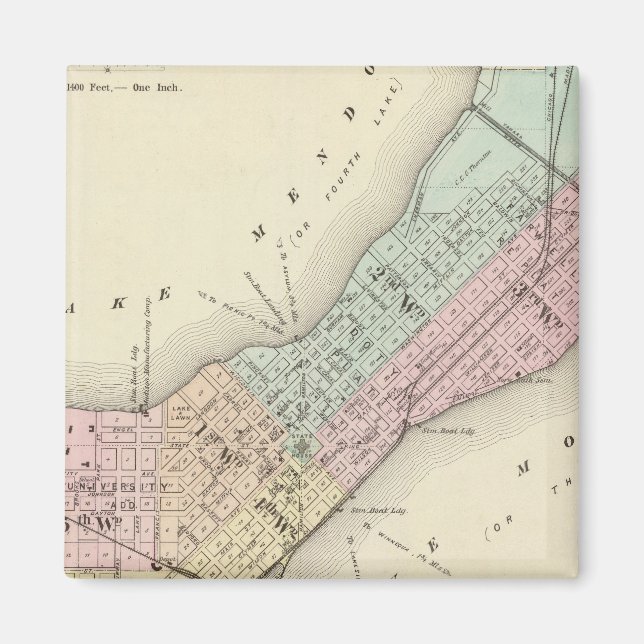 Imã Mapa de Madison, Wisconsin (Frente)