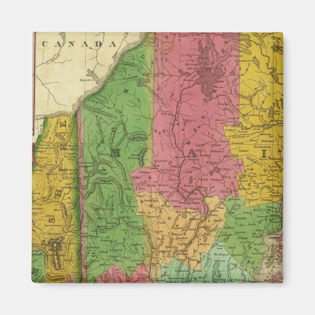 Imã Mapa de Maine, New Hampshire e Vermont (Frente)