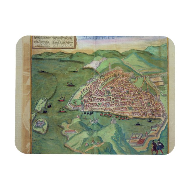 Ímã Mapa de Marselha, de Civitates Orbis Terrarum (Horizontal)