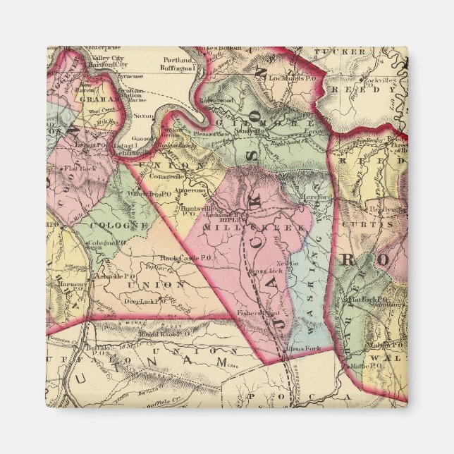 Imã Mapa de Mason, Jackson, condados Roane (Frente)