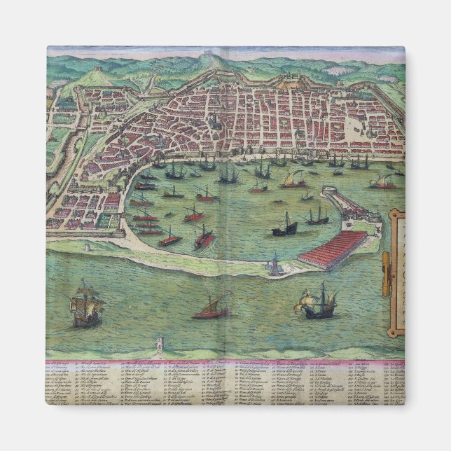 Imã Mapa de Messina, de Civitates Orbis Terrarum, por (Frente)