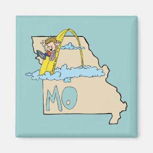 Imã Mapa de Missouri MO com desenhos animados do arco