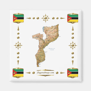 Imã Mapa de Moçambique + Imagem de Sinalizadores