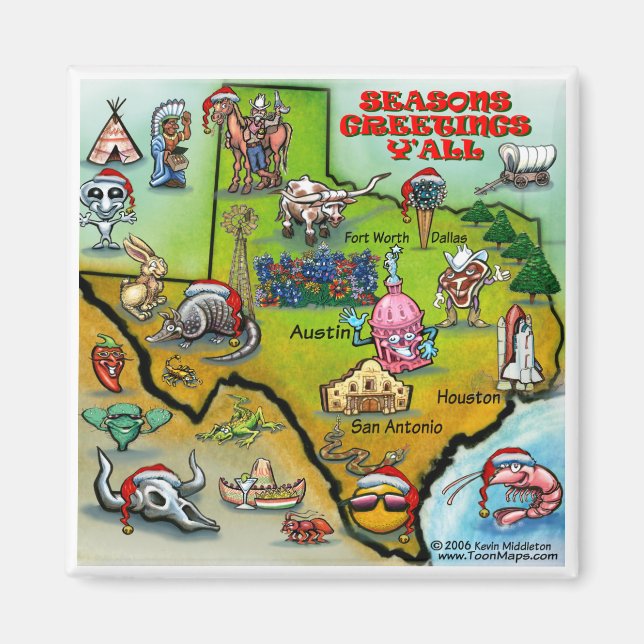 Imã Mapa de Natal do TEXAS (Frente)