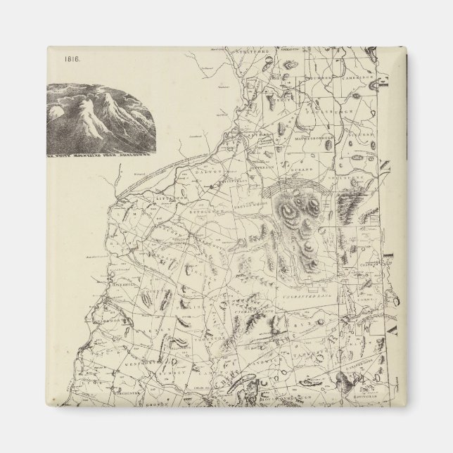 Imã Mapa de Nova Hampshire 1816 (Frente)