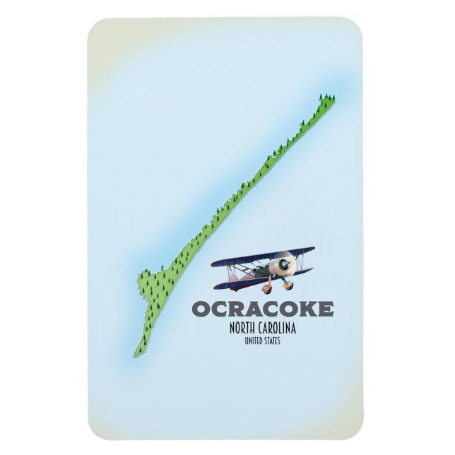 Ímã Mapa de Ocracoke Carolina do Norte EUA (Vertical)