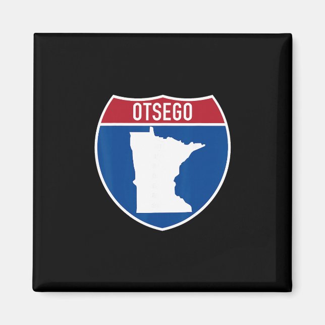 Imã Mapa de Otsego Minnesota Sinal de Estrada Intermun (Frente)