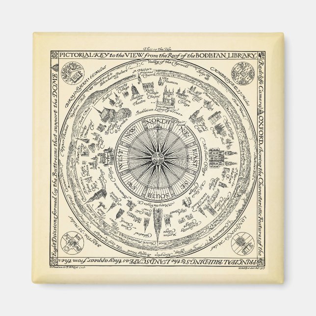 Imã Mapa de Oxford na Biblioteca Bodleian (Frente)