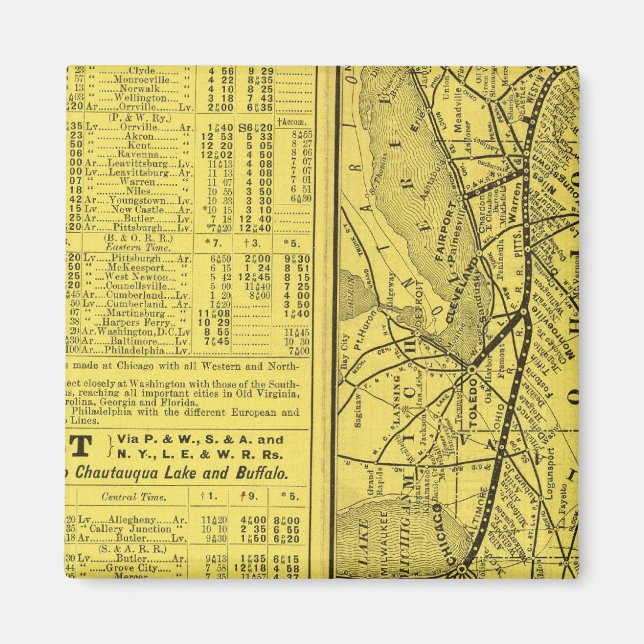 Imã Mapa de Pittsburgh e da ferrovia ocidental (Frente)