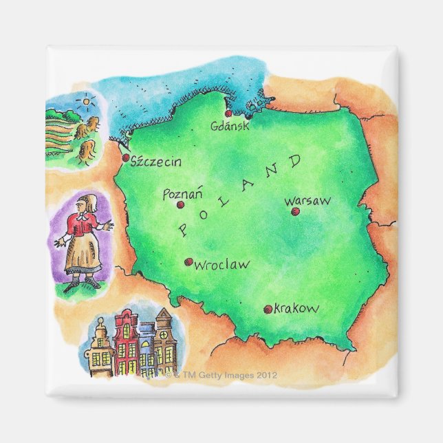 Imã Mapa de Polônia (Frente)