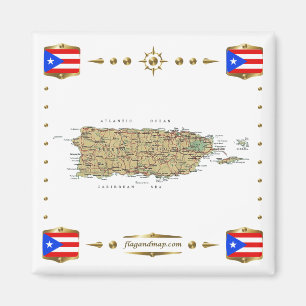 Imã Mapa de Porto Rico + Imagem de Sinalizadores