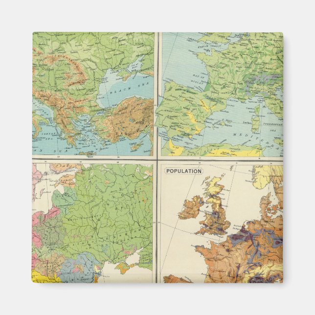 Imã Mapa de recursos físicos da Europa e população (Frente)