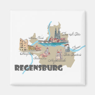 Imã Mapa de Regensburg Alemanha