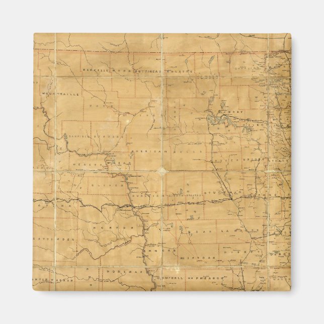 Imã Mapa de rotas de posto do Território de Dakota (Frente)