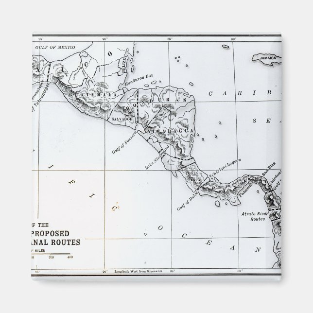 Imã Mapa de rotas do Canal de Isthmian propostas (Frente)