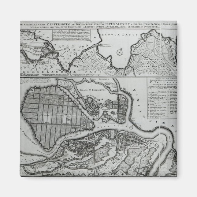 Imã Mapa de Ruas.Petersburgo, c.1750 (Frente)