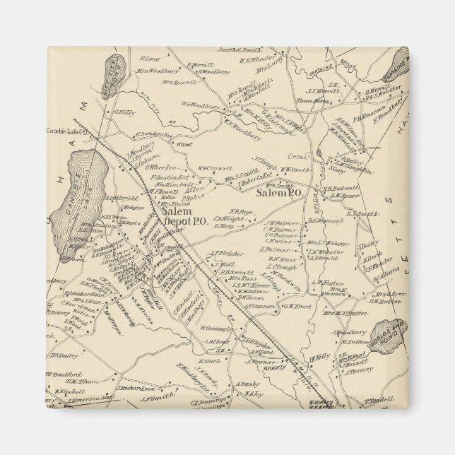 Imã Mapa de Salem Massachusetts (1892) (Frente)