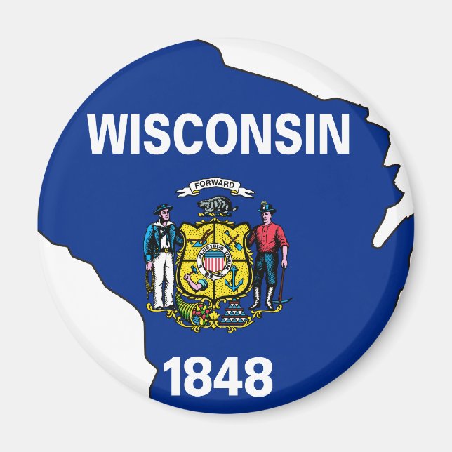 Imã Mapa de Sinalizador de Wisconsin (Frente)