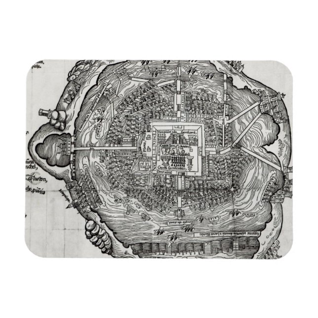 Ímã Mapa de Tenochtitlan (Horizontal)