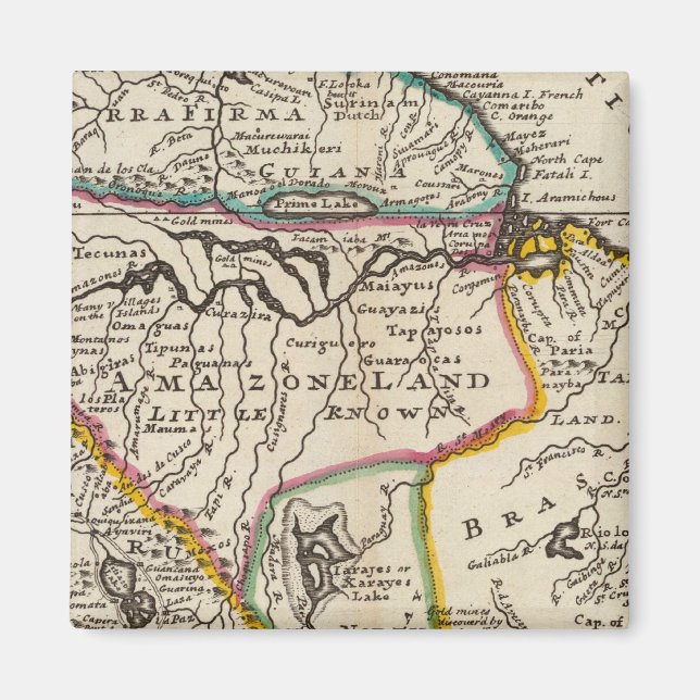 Imã Mapa de Terra Firma, Peru, Amazônia, Brasil (Frente)