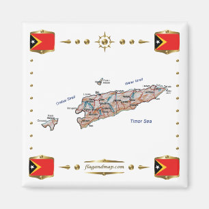 Imã Mapa de Timor Leste + Imagem de Sinalizadores