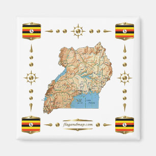 Imã Mapa de Uganda + ímã de sinalizadores
