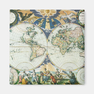 Imã Mapa de Velho Mundo antigo do vintage, 1666 por