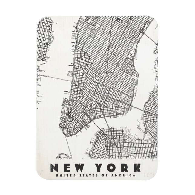 Ímã Mapa de Viagem Antigo da Cidade de Nova York (Vertical)