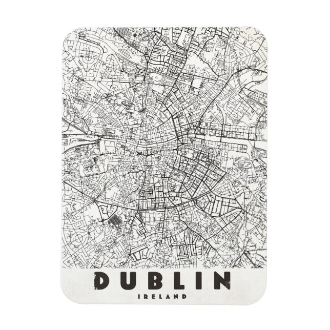 Ímã Mapa de Viagem Antigo de Dublin Irlanda (Vertical)