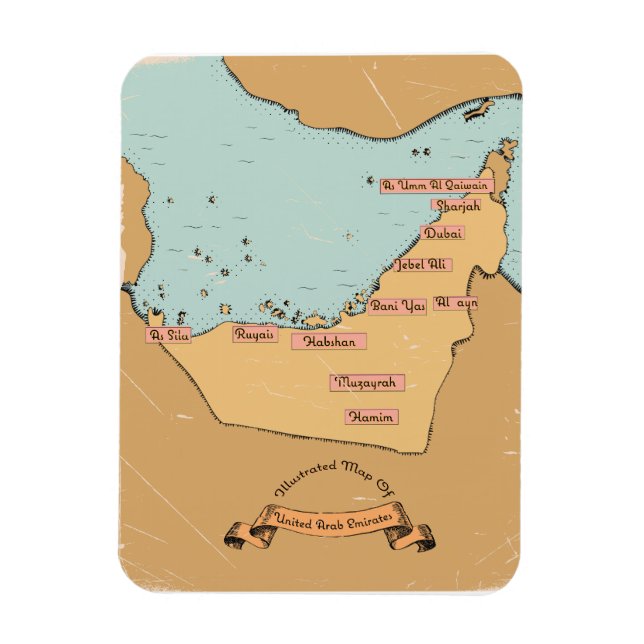 Ímã Mapa de viagem antigo do Bahrein (Vertical)