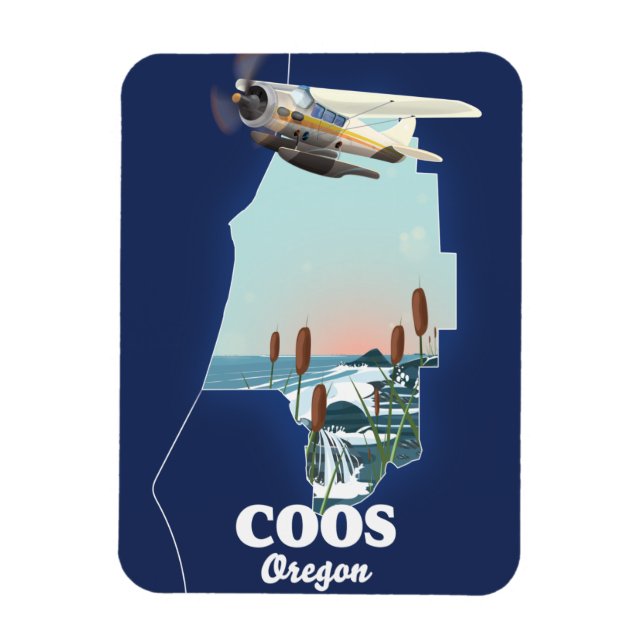 Ímã Mapa de viagem Coos Oregon (Vertical)