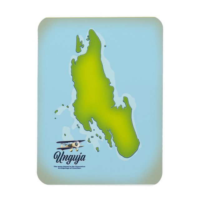 Ímã Mapa de viagem da Ilha de Unguja (Vertical)