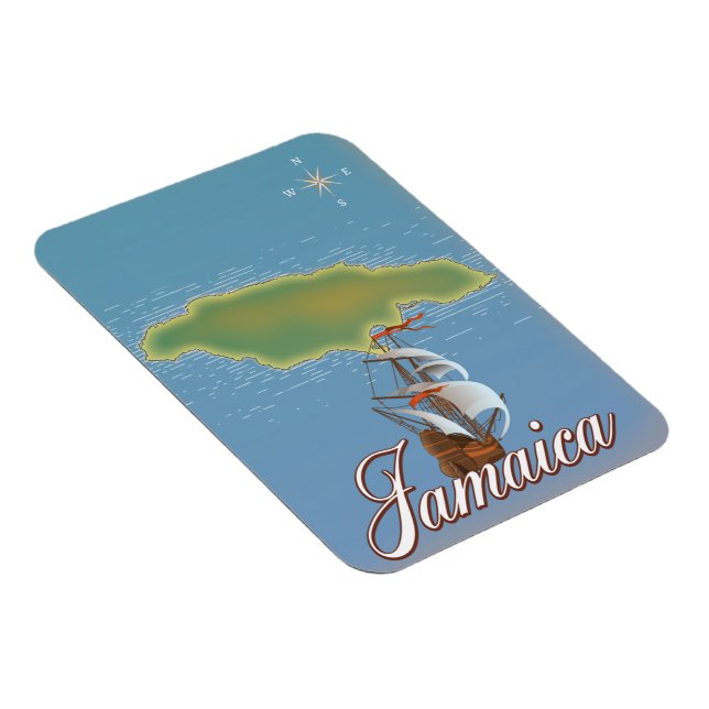 Ímã Mapa de viagem da ilha jamaicana (Lado Direito)