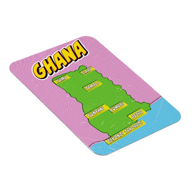 Ímã Mapa de viagem de Gana (Lado Direito)