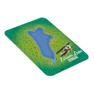 Ímã Mapa de viagem do Lago Esrum Dinamarca
