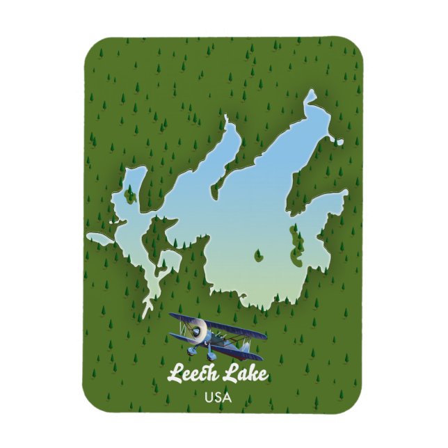 Ímã Mapa de viagem do lago Leech (Vertical)