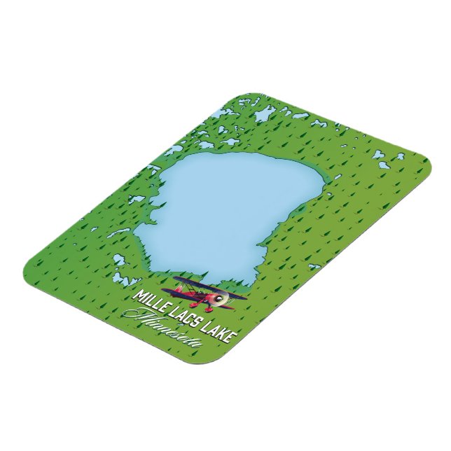 Ímã mapa de viagem do lago mille lacs Minnesota. (Left Side)