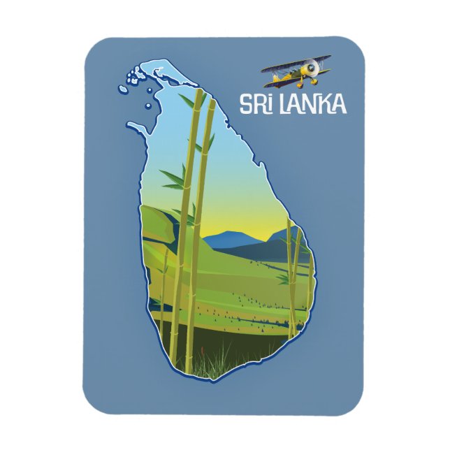 Ímã Mapa de viagem do Sri Lanka (Vertical)